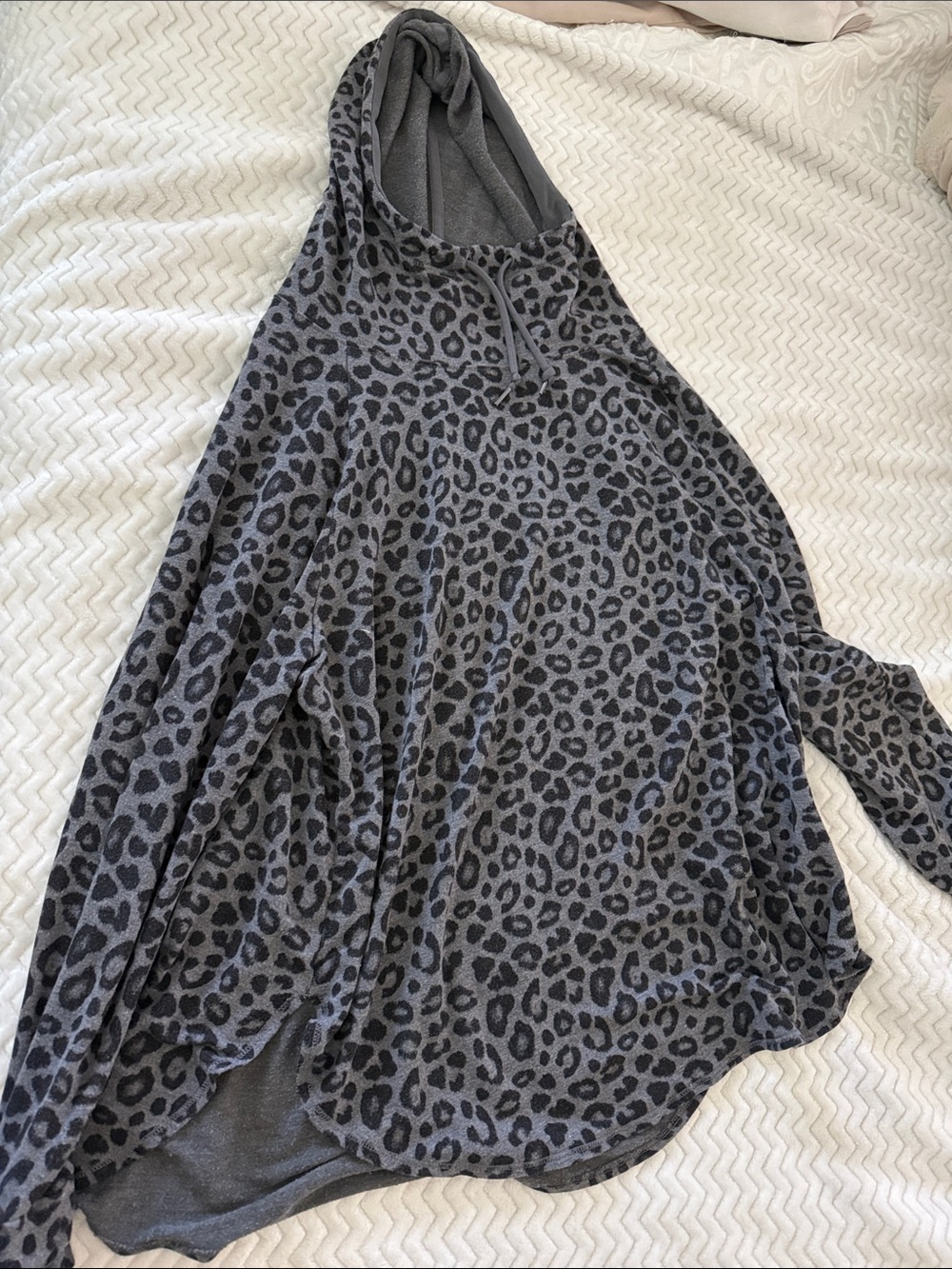 Athletic Works Gray Leopard Print Hooded Sweater